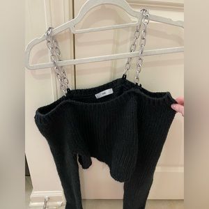 Adika Off-the-Shoulder Chain Detail Sweater